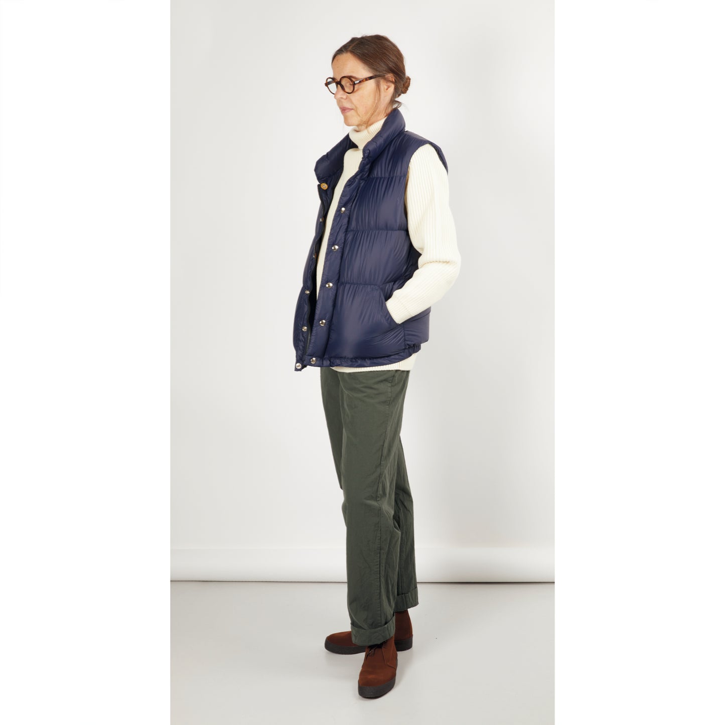 Crescent Down Works Italian Vest in Navy/Navy