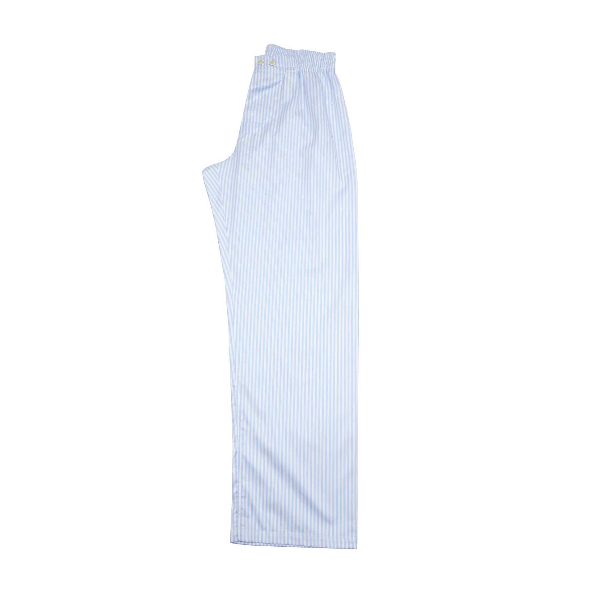 Finamore Cotton Pajamas in White / Blue Stripe