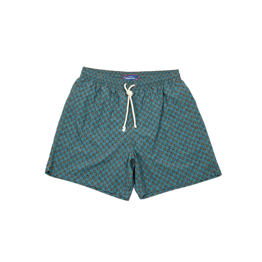 Fiorio Retro Print Swim Shorts in Petrol Orange Dick s Edinburgh