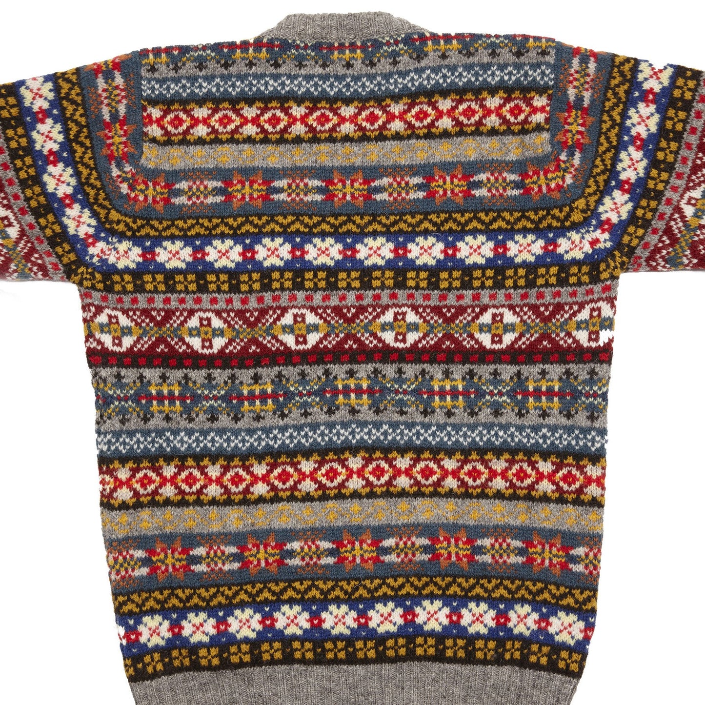 Jamieson's Crew-neck Fair Isle Jumper in Grey