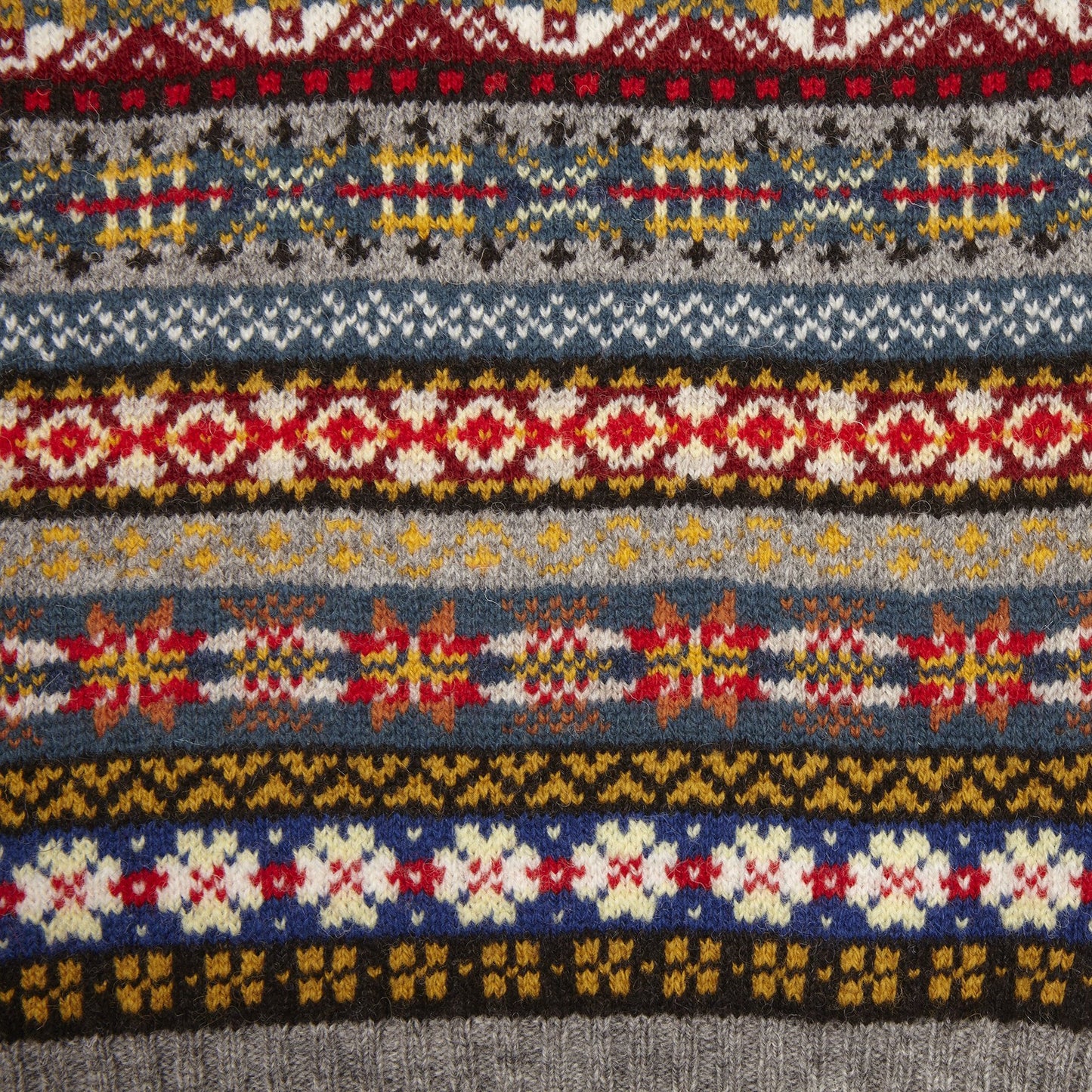 Jamieson's V-neck Fair Isle Slipover in Grey