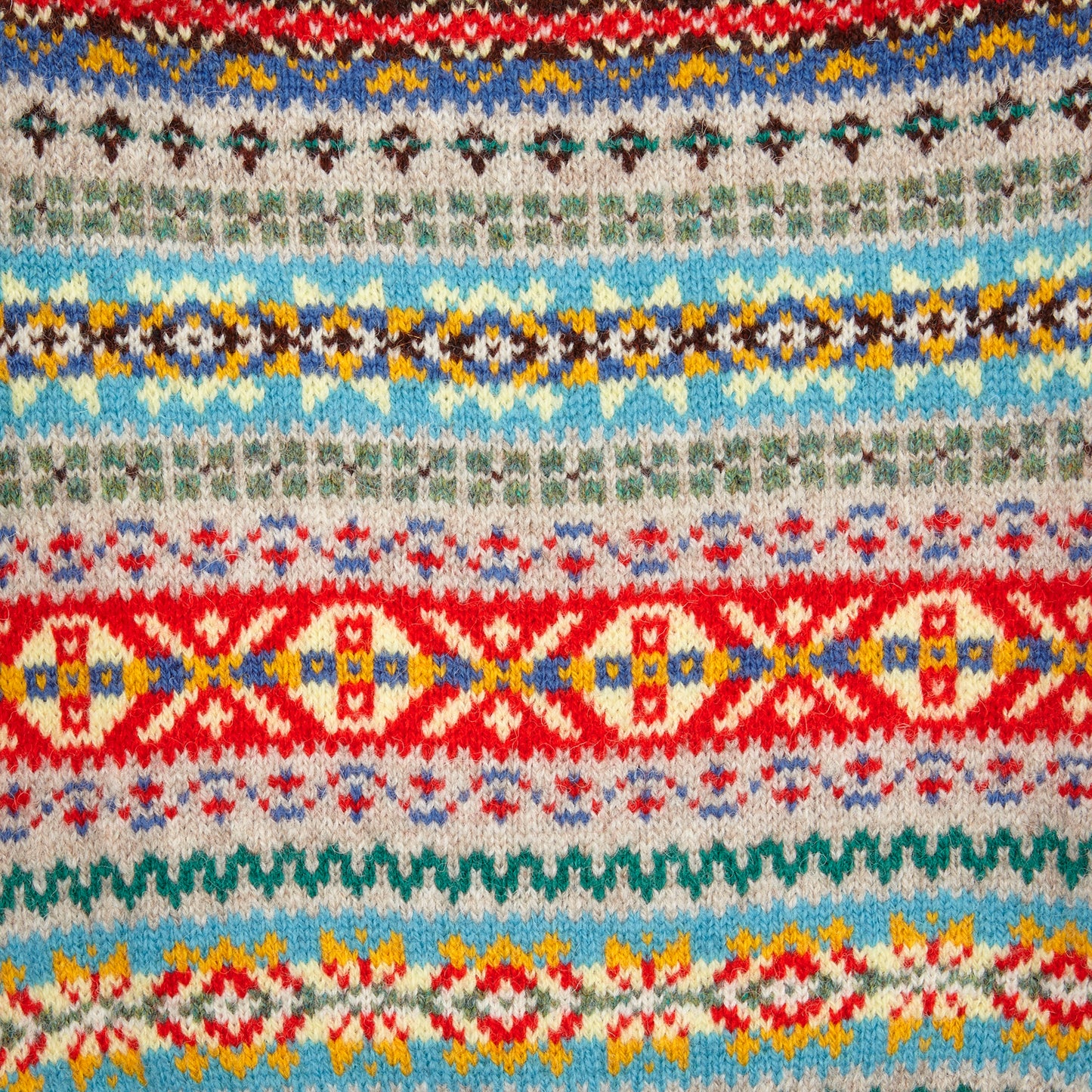 Jamieson's Crew-neck Fair Isle Jumper in Ecru