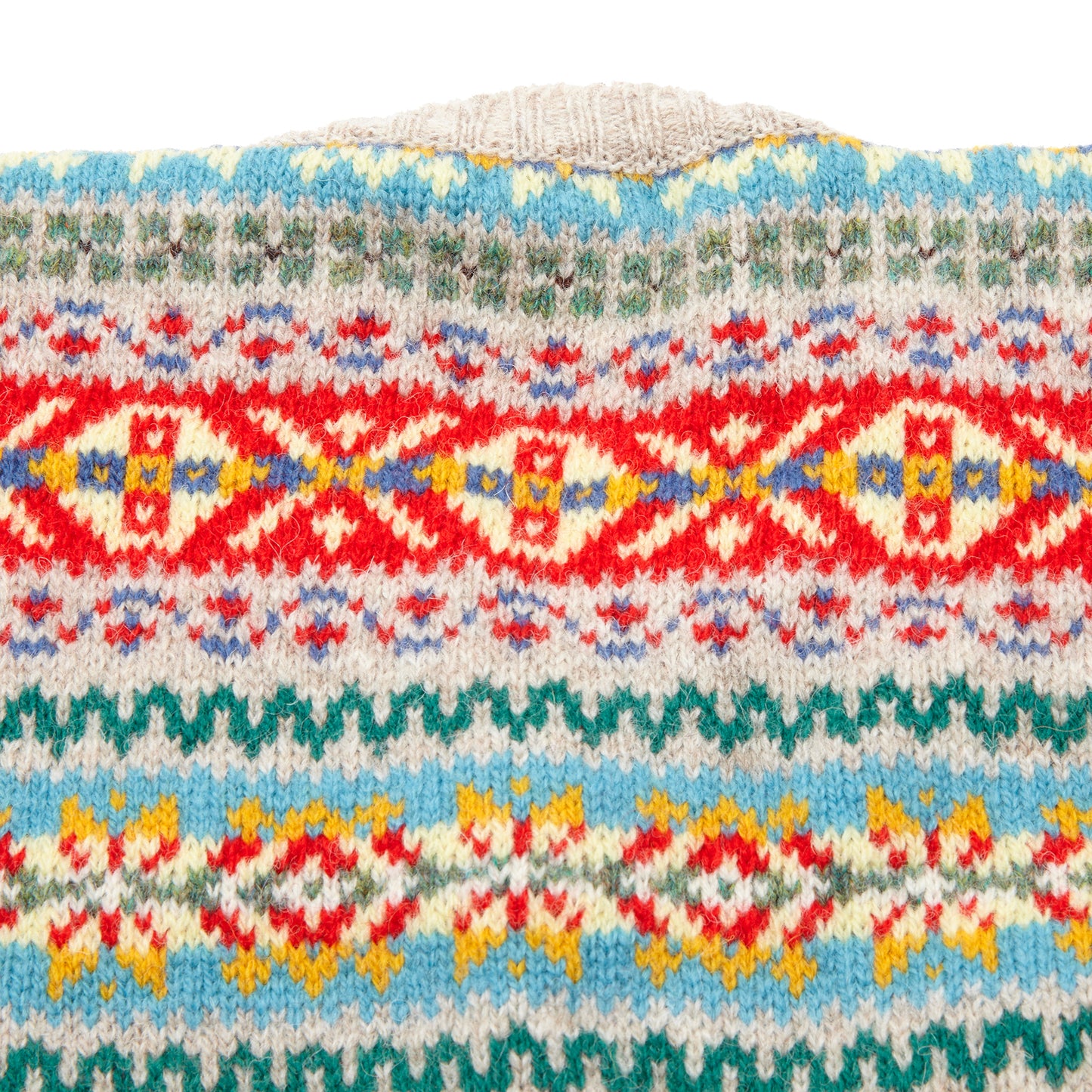 Jamieson's V-neck Fair Isle Slipover in Ecru
