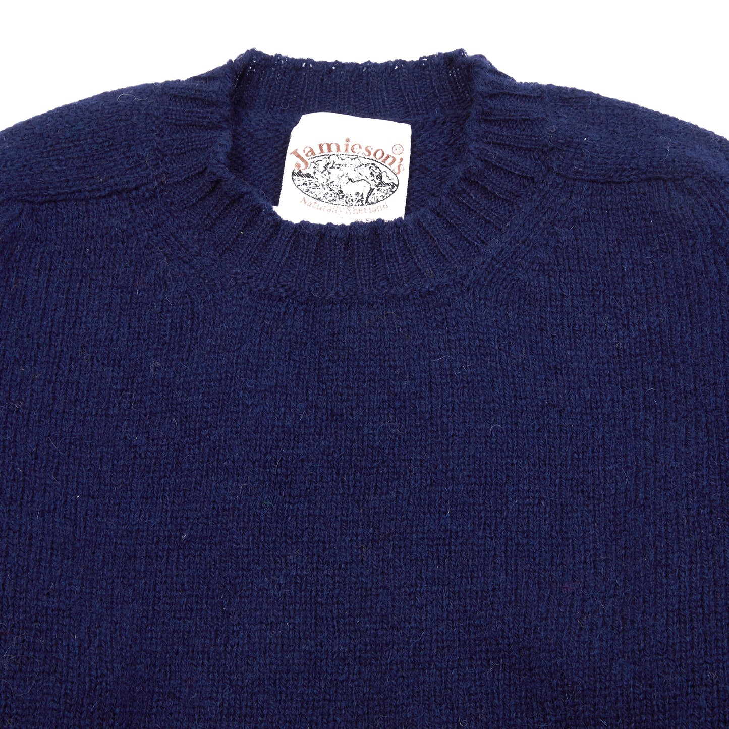 Jamieson's Crew-neck Shetland Jumper in Eclipse Blue