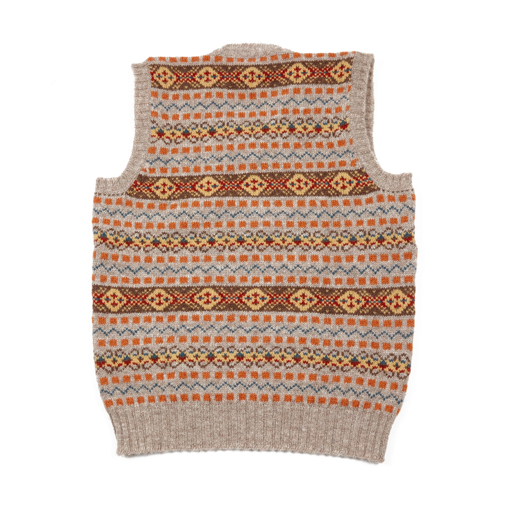 Jamieson's V-neck Fair Isle Slipover in Orange