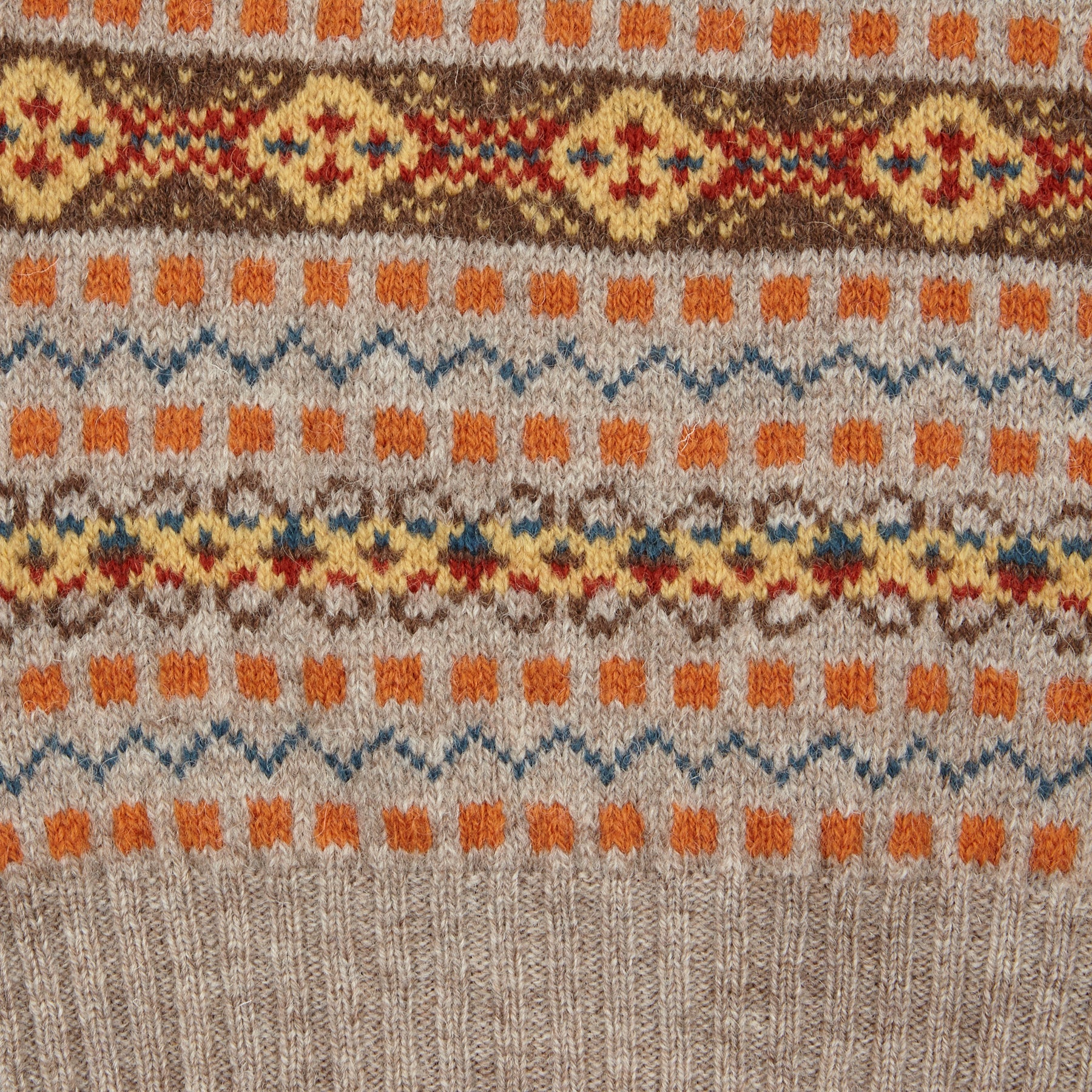 Jamieson's V-neck Fair Isle Slipover in Orange