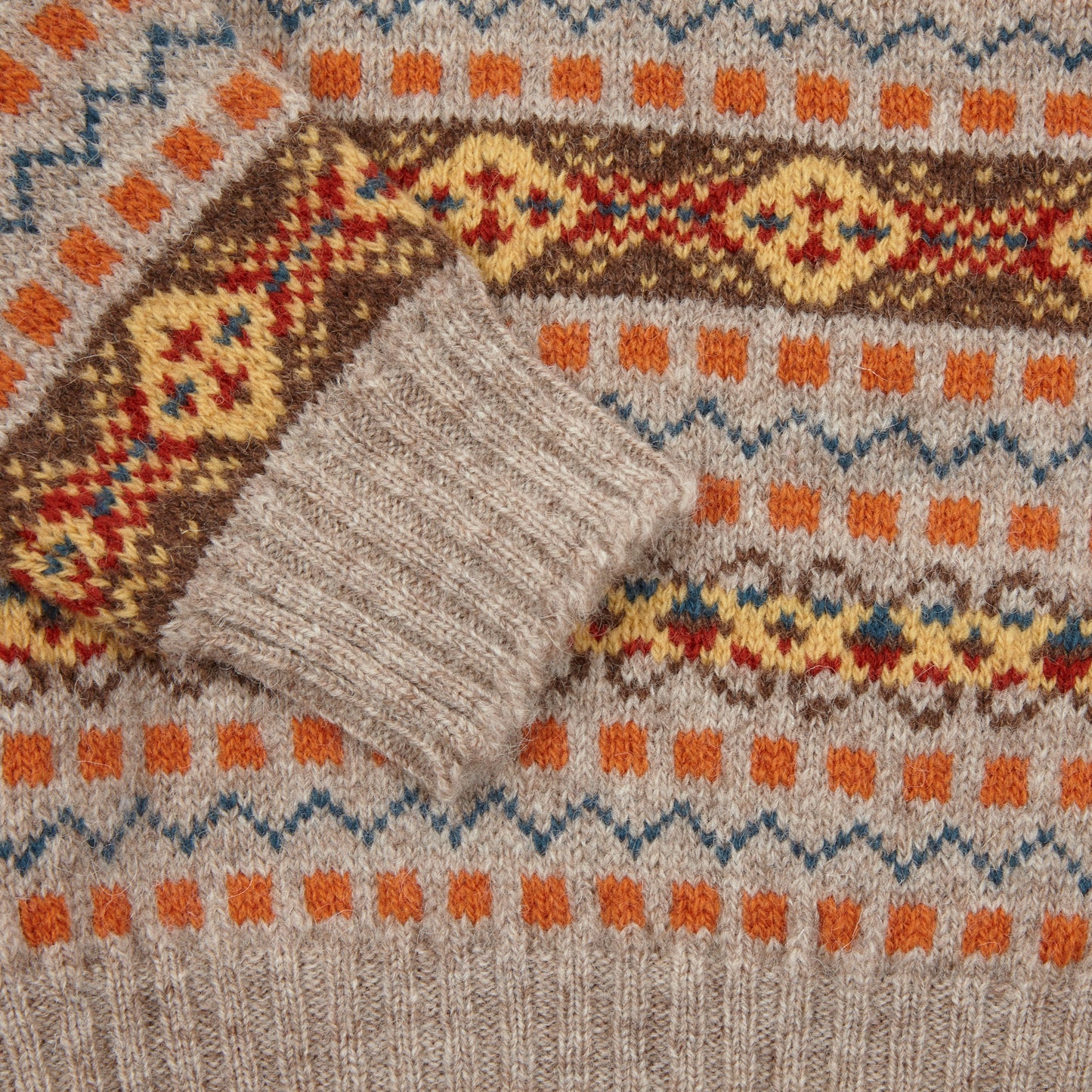 Jamieson's Crew-neck Fair Isle Jumper in Orange