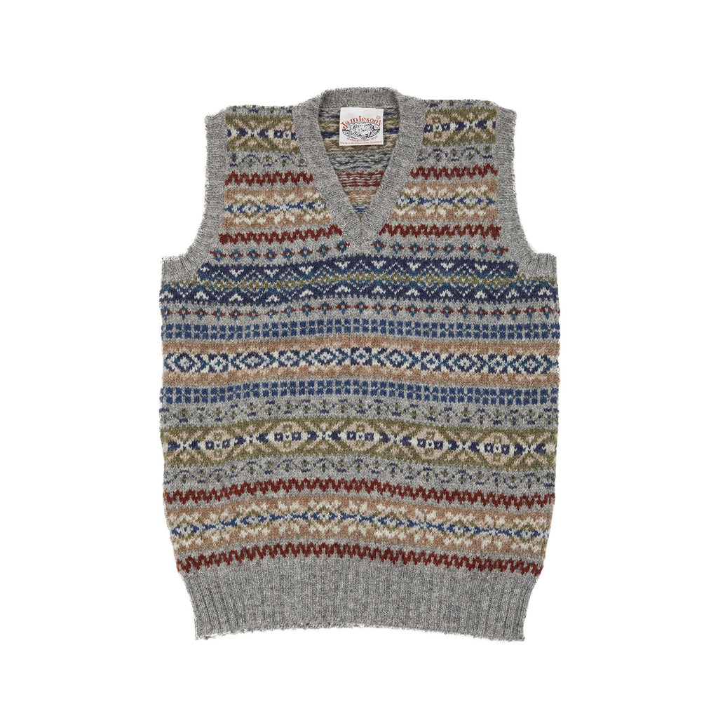 Jamieson's V-neck Fair Isle Slipover in Grey – Dick's Edinburgh