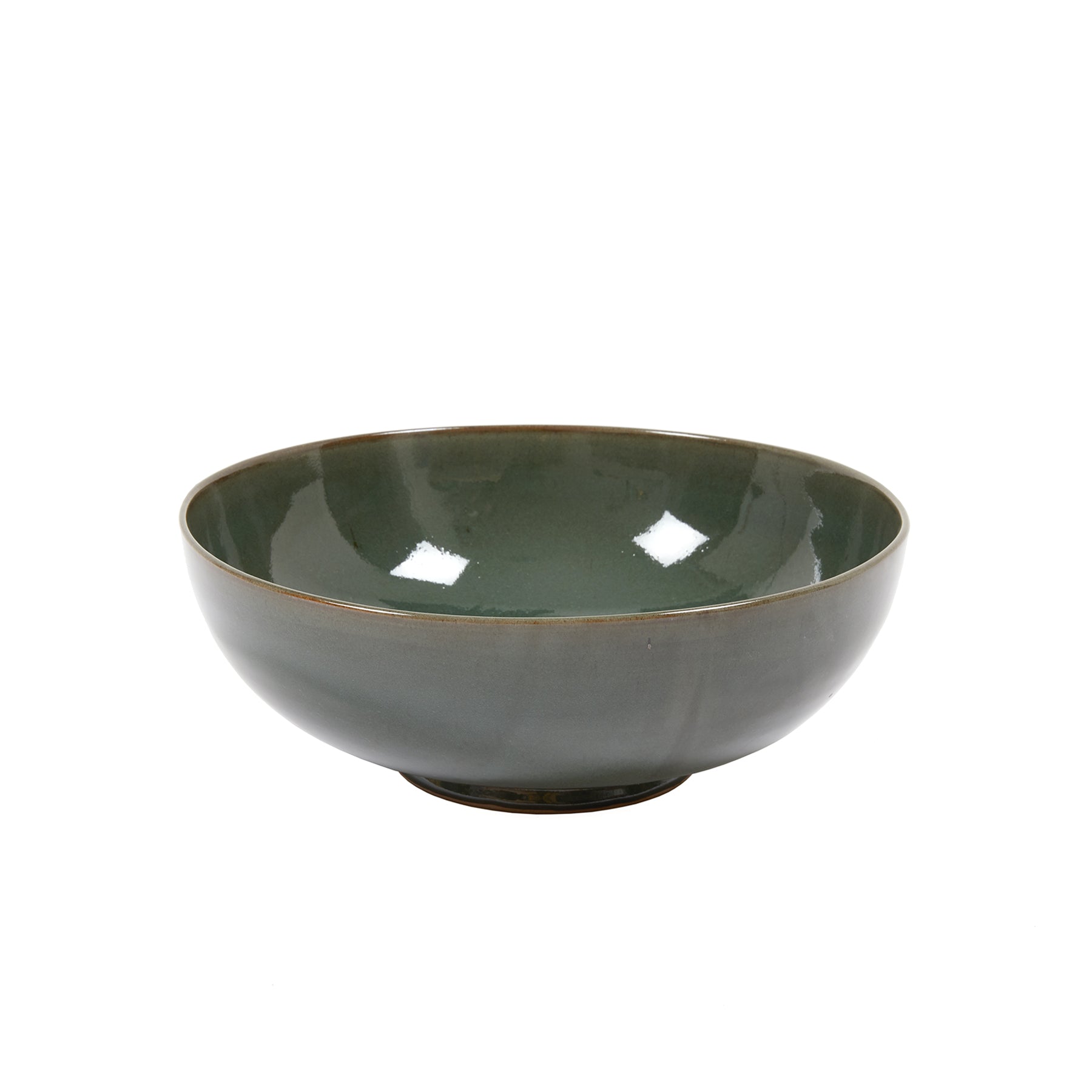 Keramische Werkstatt Margaretenhöhe Hand Thrown Stoneware Salad Bowl in Dark Green