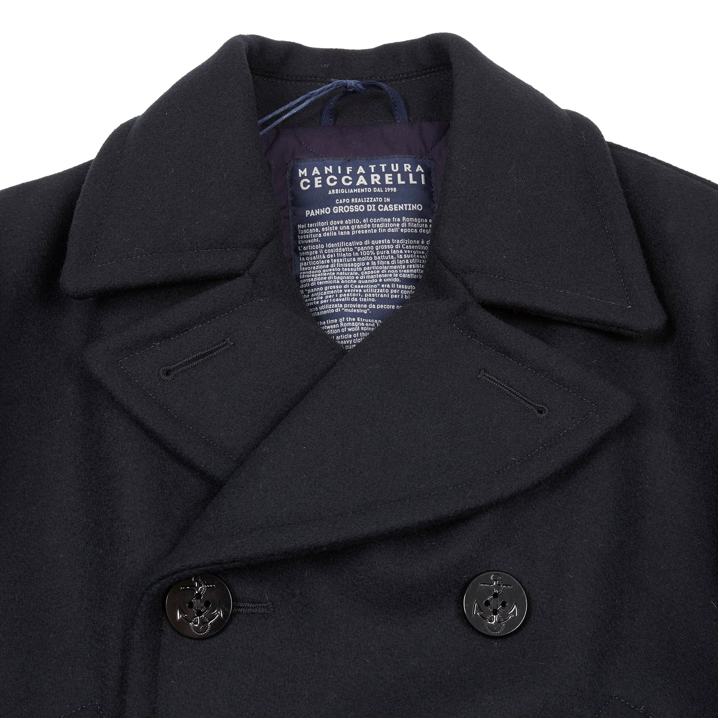 Manifattura Ceccarelli New Wool Pea Coat in Navy