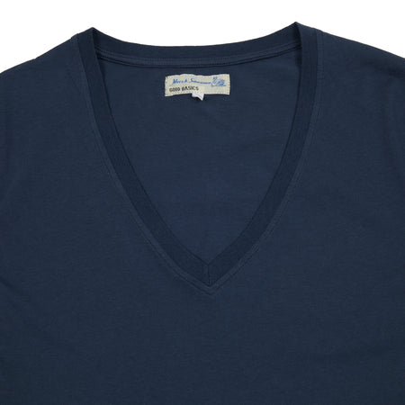 Merz b Schwanen Women's V-neck T-shirt in Denim Blue