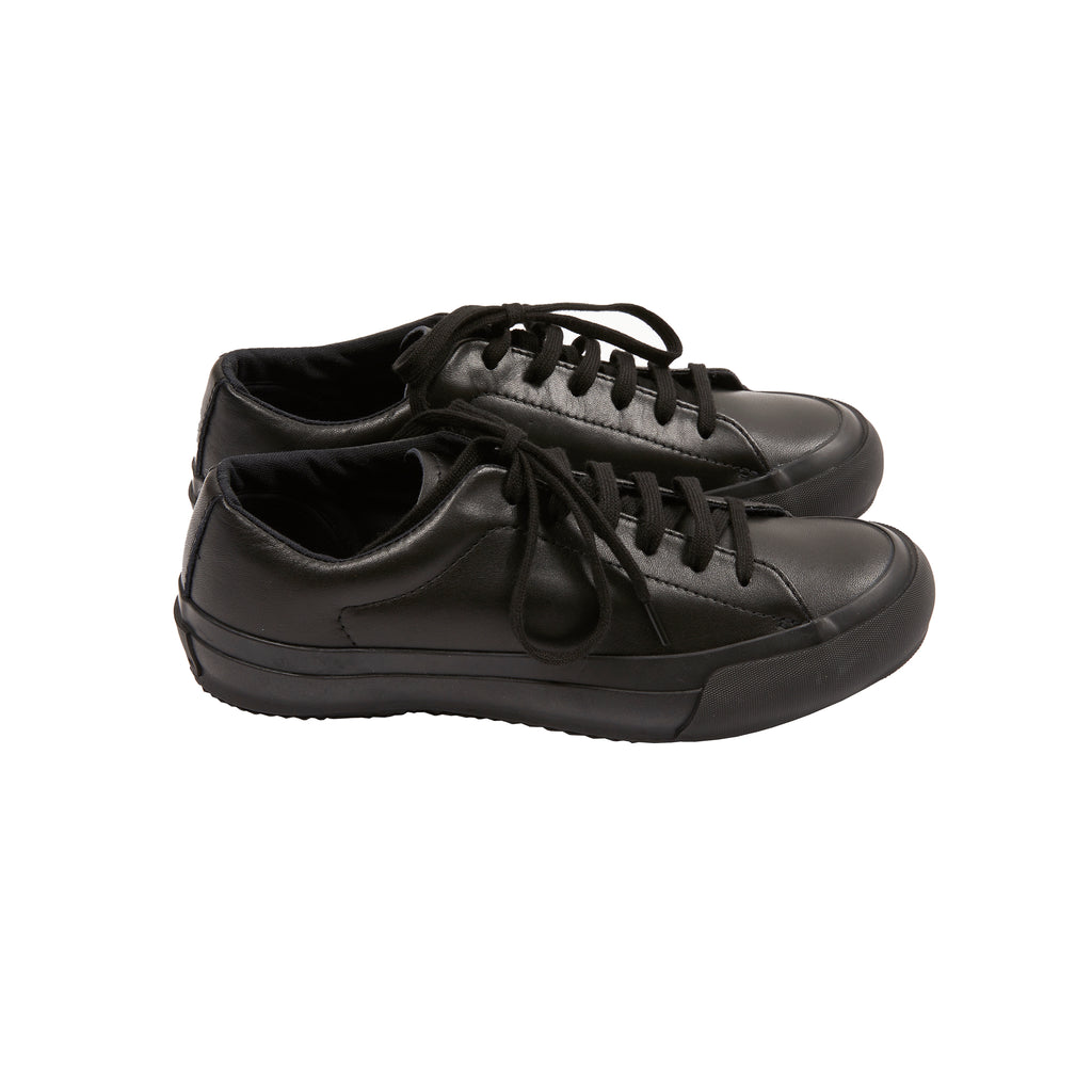 Moonstar Plain Court Leather Trainers in Black Dick s Edinburgh