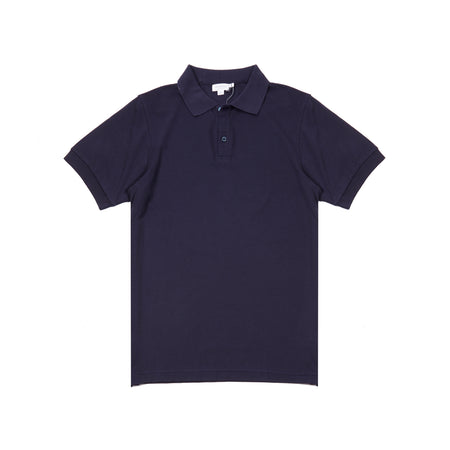 Sunspel Cotton Piqué Polo Shirt in Navy