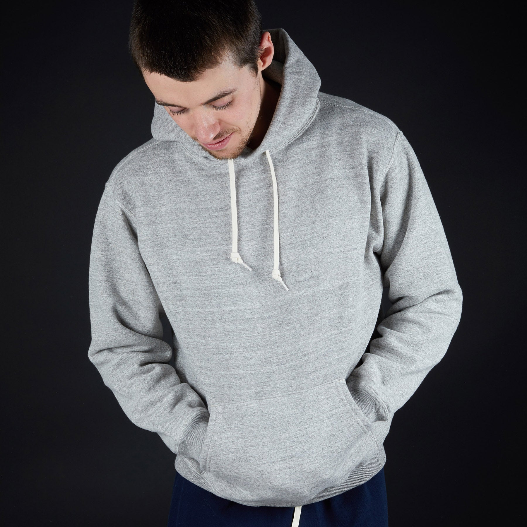 Orslow Melange Cotton Hoodie in Grey