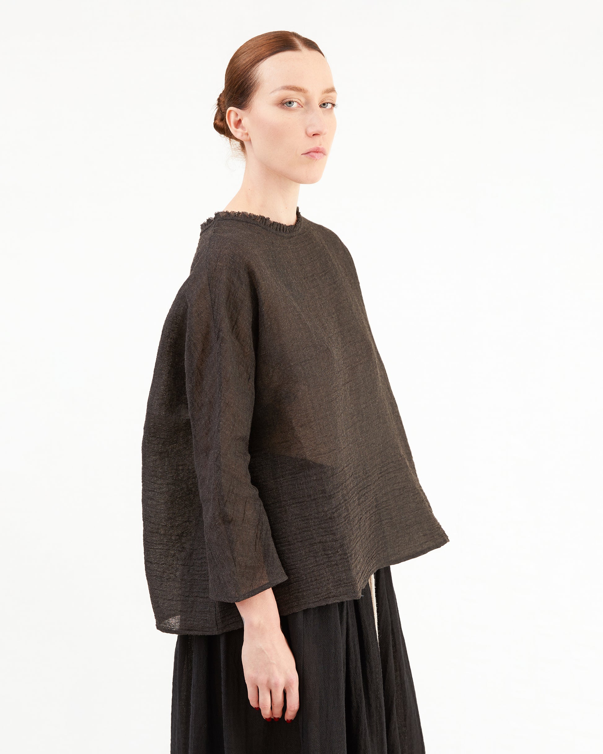 Apuntob Linen Wool Shirt in Chocolate