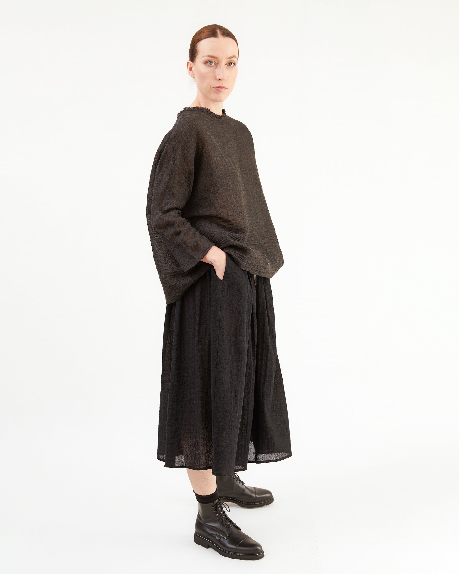 Apuntob Linen Wool Shirt in Chocolate