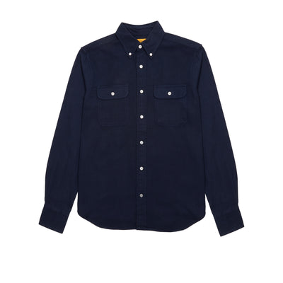 Original Madras Twin Flap Pocket Button Down Collar Shirt in Dark Blue