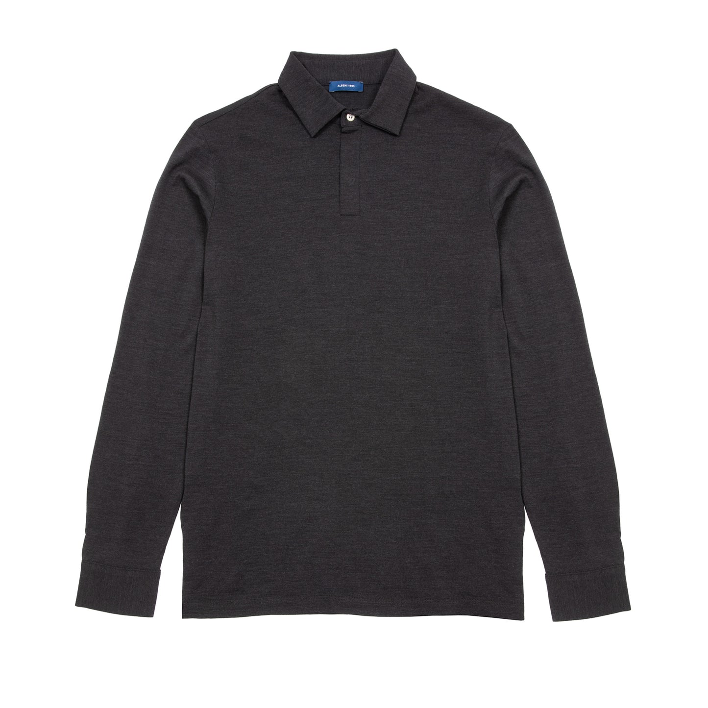 Albeni Merino Long Sleeve Polo Shirt in Charcoal Grey