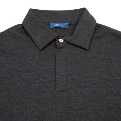 Albeni Merino Long Sleeve Polo Shirt in Charcoal Grey
