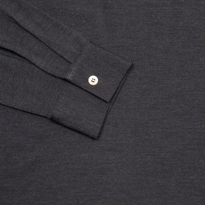 Albeni Merino Long Sleeve Polo Shirt in Charcoal Grey