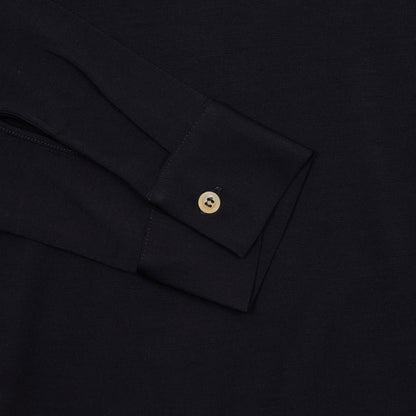 Albeni Merino Long Sleeve Polo Shirt in Night Blue