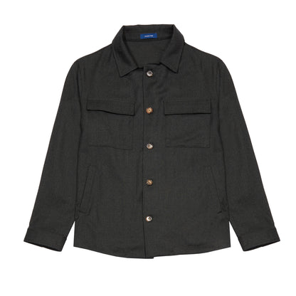 Albeni Merino Overshirt in Dark Green