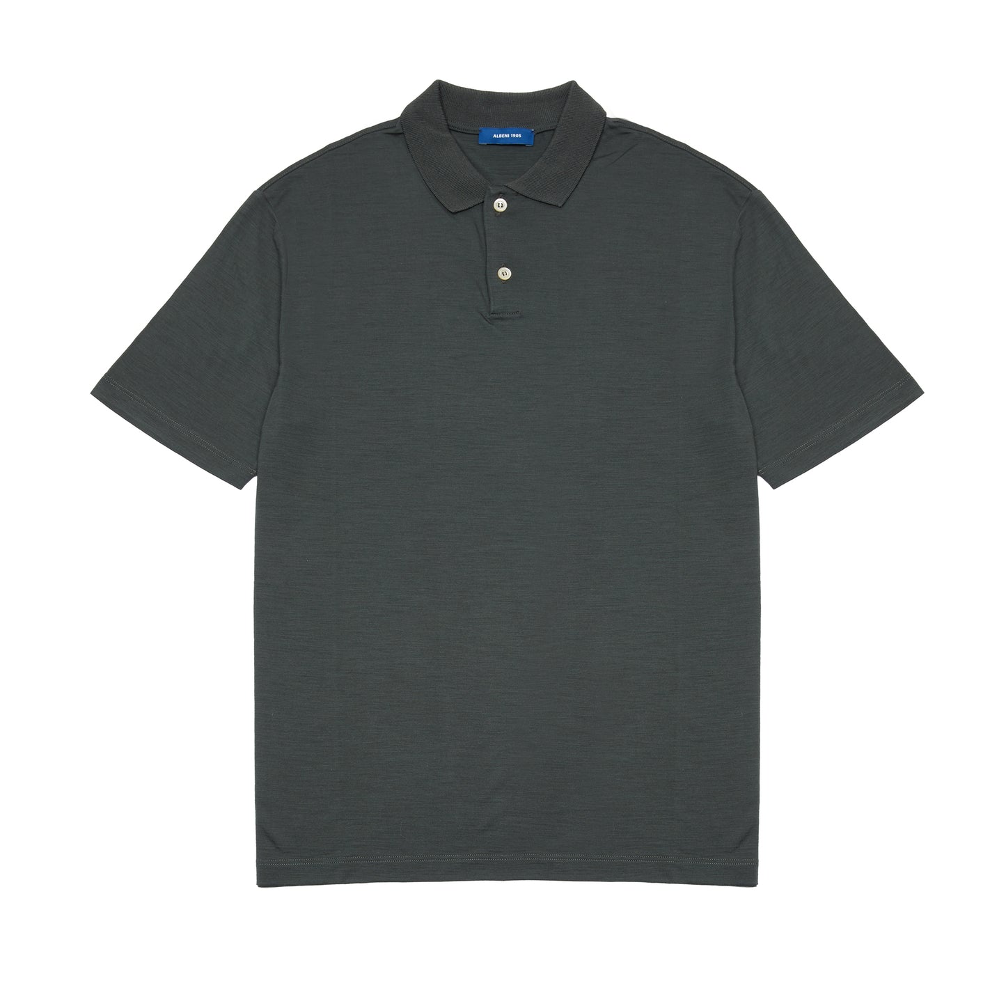 Albeni Merino Ribbed Collar Polo Shirt in Dark Green