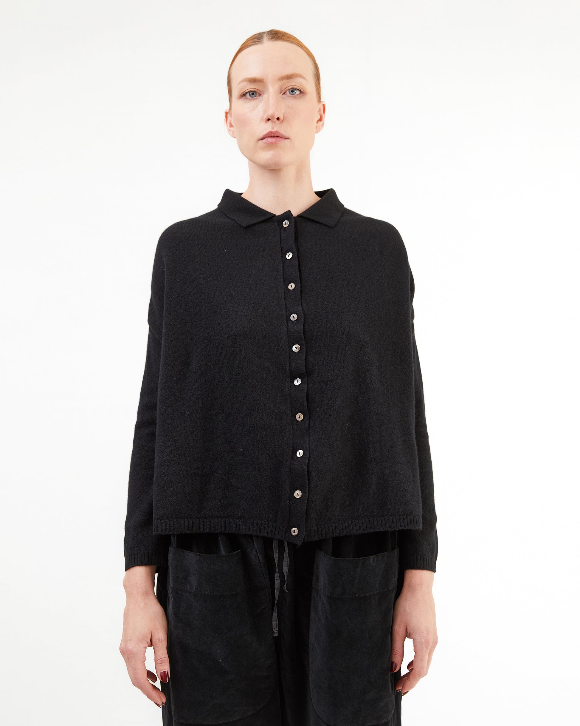 Album Di Famiglia Cashmere Polo Aperta in Black