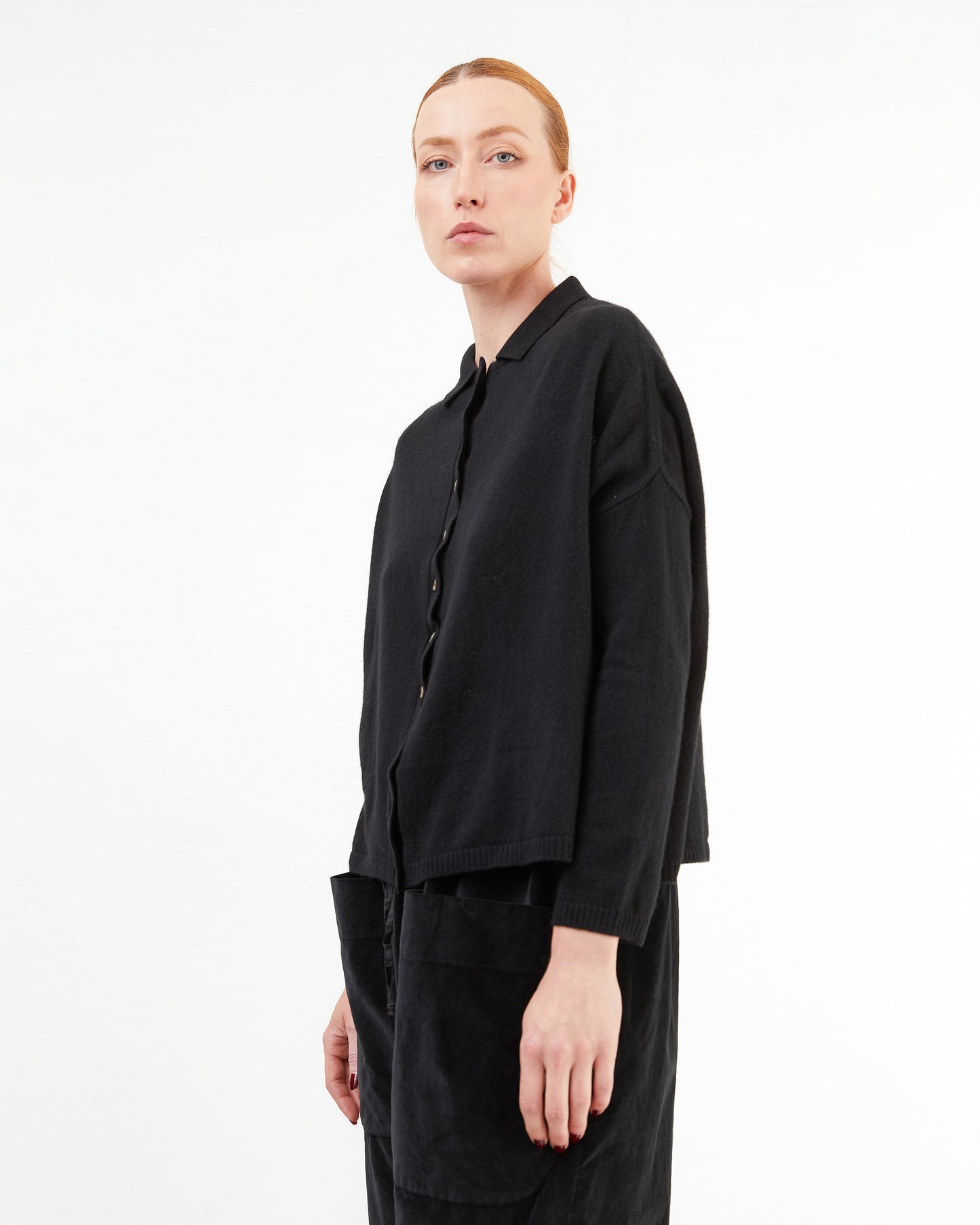 Album Di Famiglia Cashmere Polo Aperta in Black