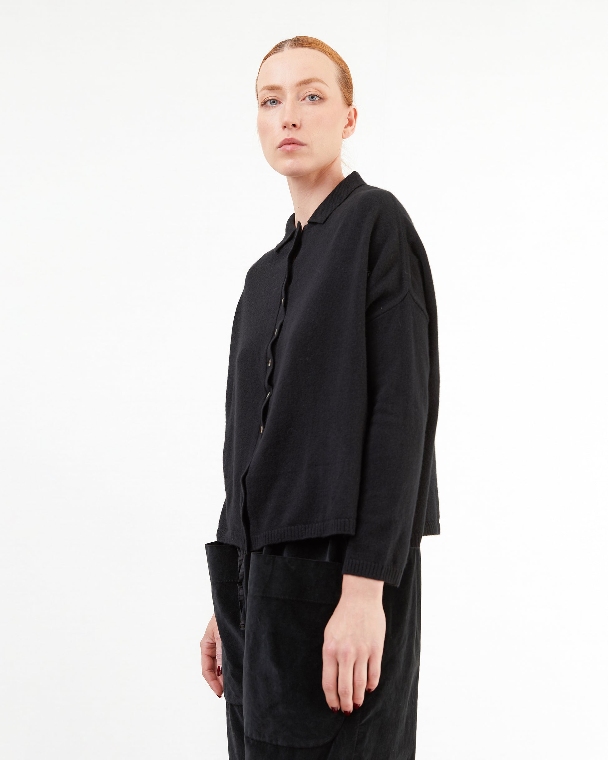 Album Di Famiglia Cashmere Polo Aperta in Black