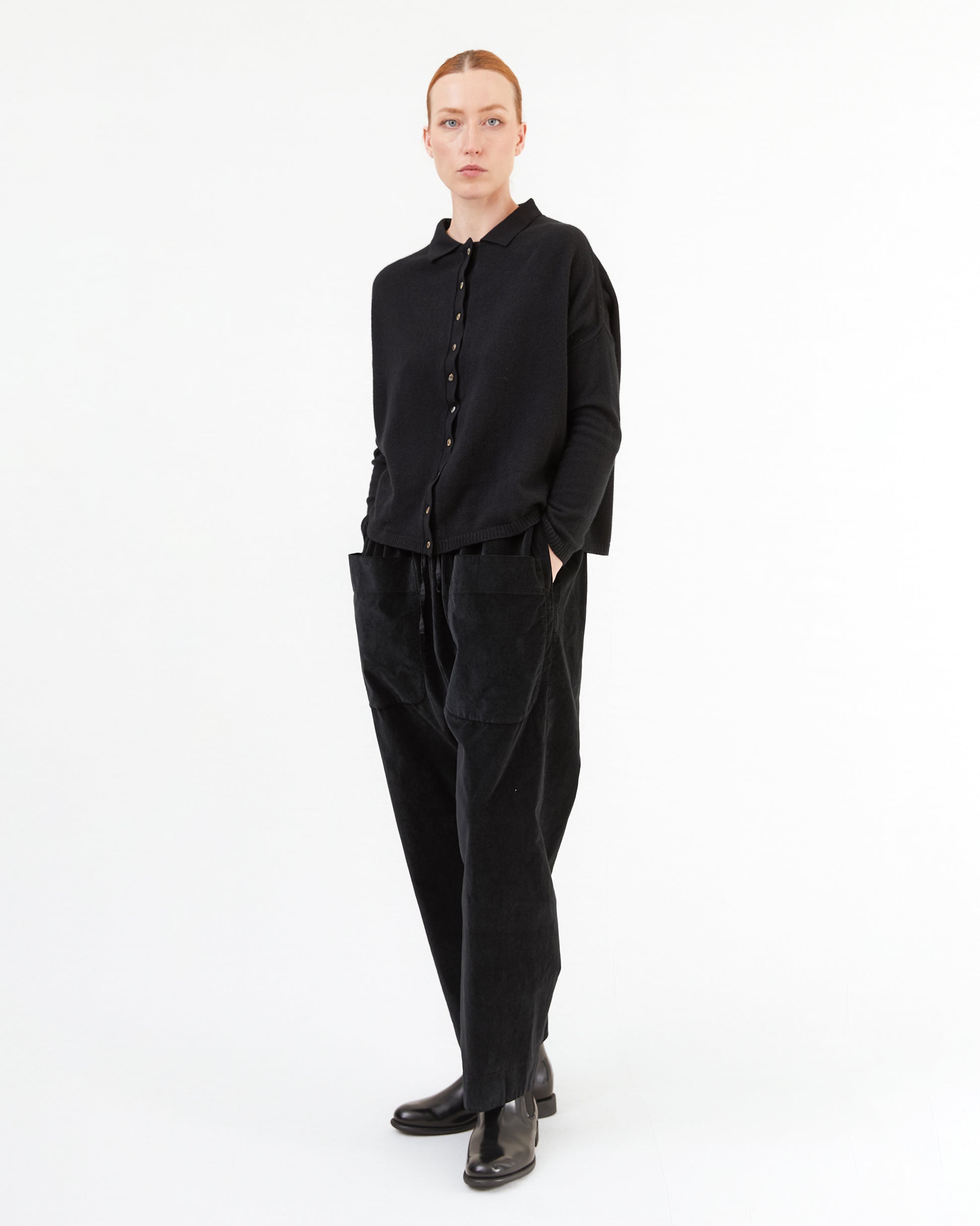 Album Di Famiglia Cashmere Polo Aperta in Black