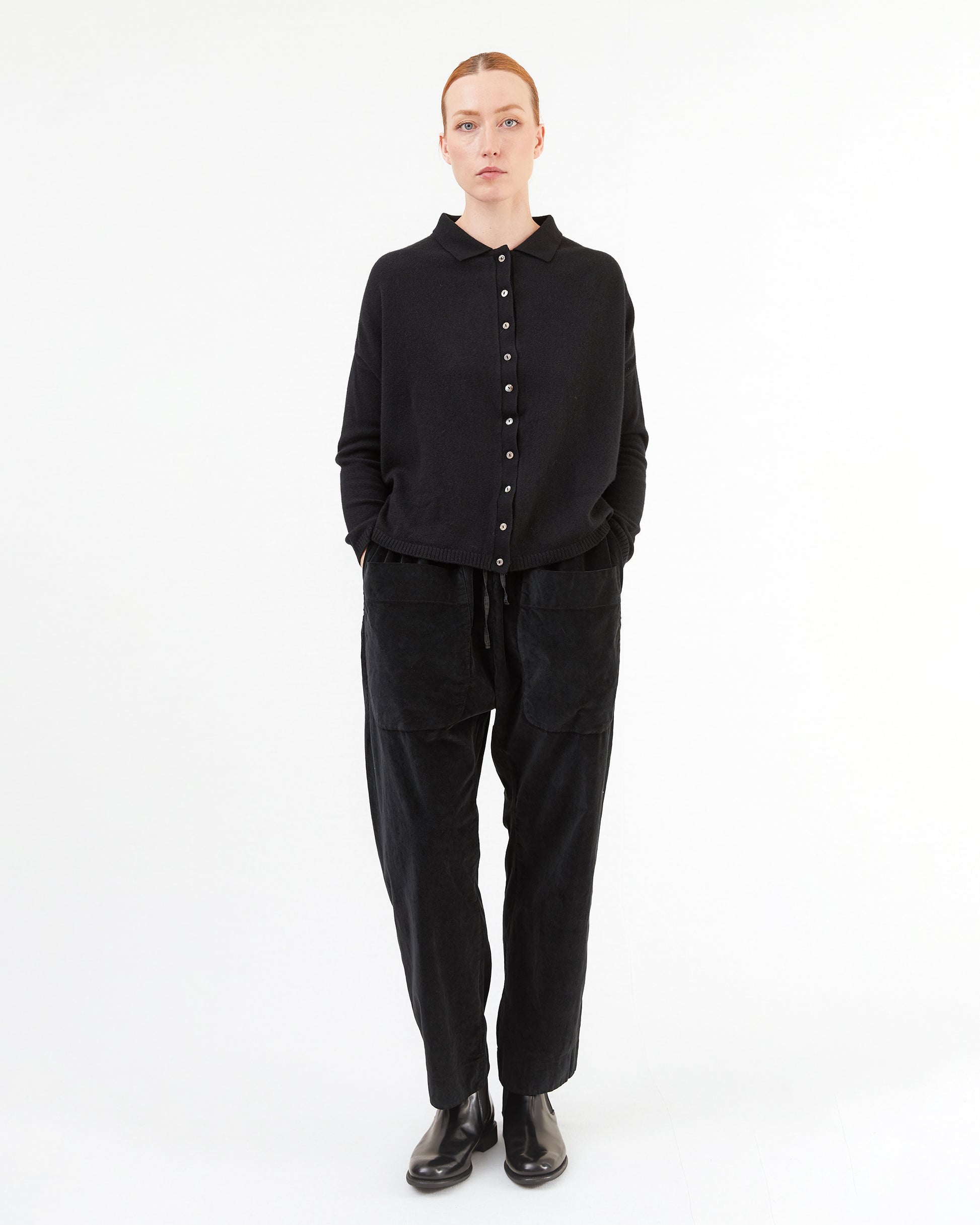 Album Di Famiglia Cashmere Polo Aperta in Black