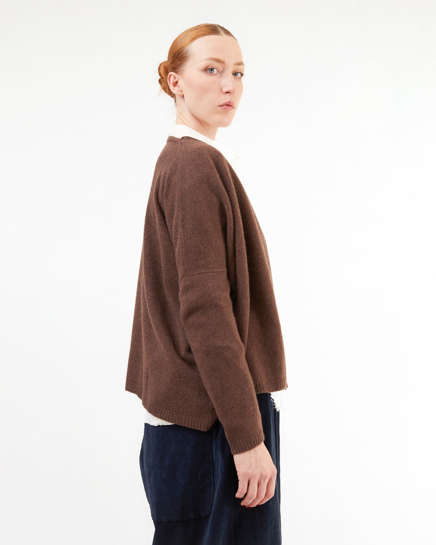 Album Di Famiglia Cashmere Cardigan in Chestnut
