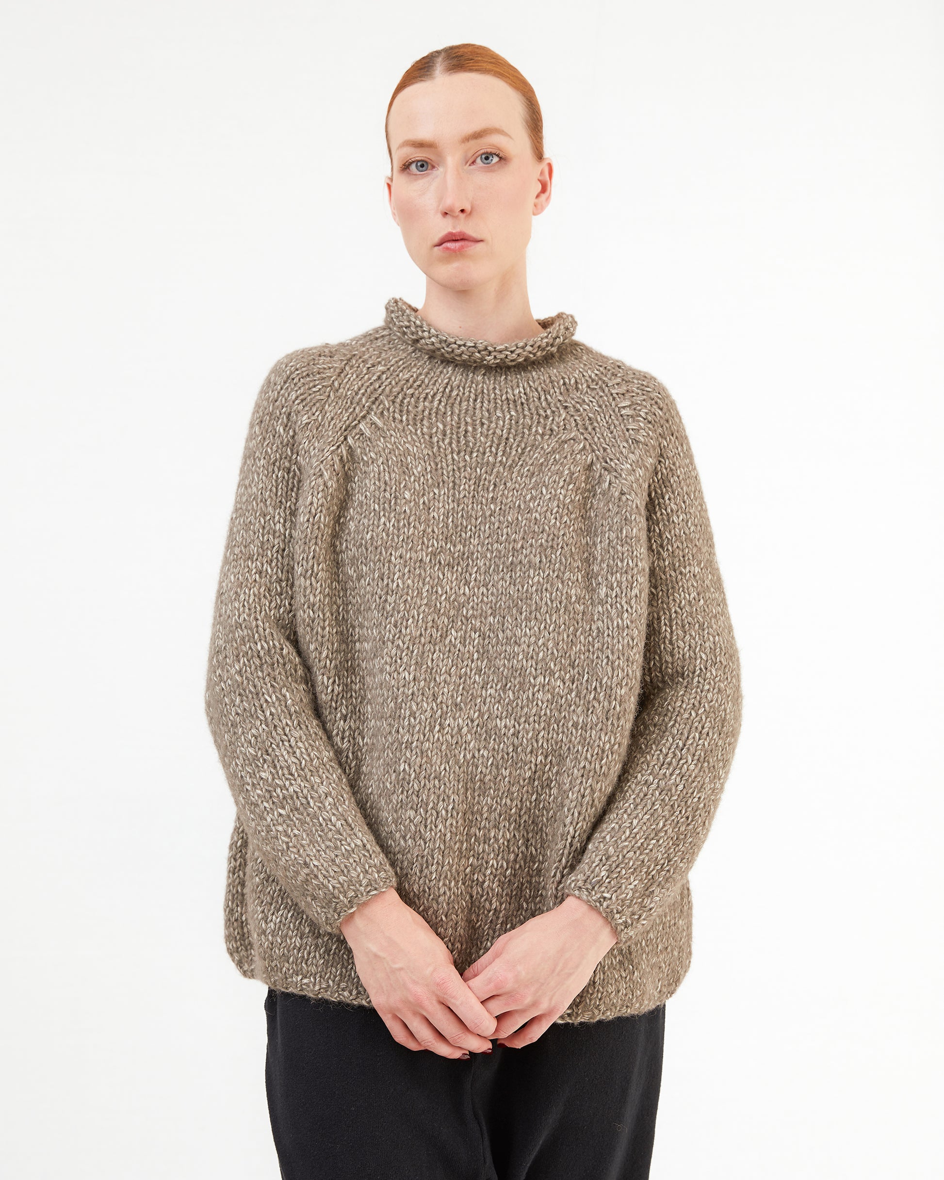 Album Di Famiglia Hand-knitted Dolcevita Sweatshirt in Pepper