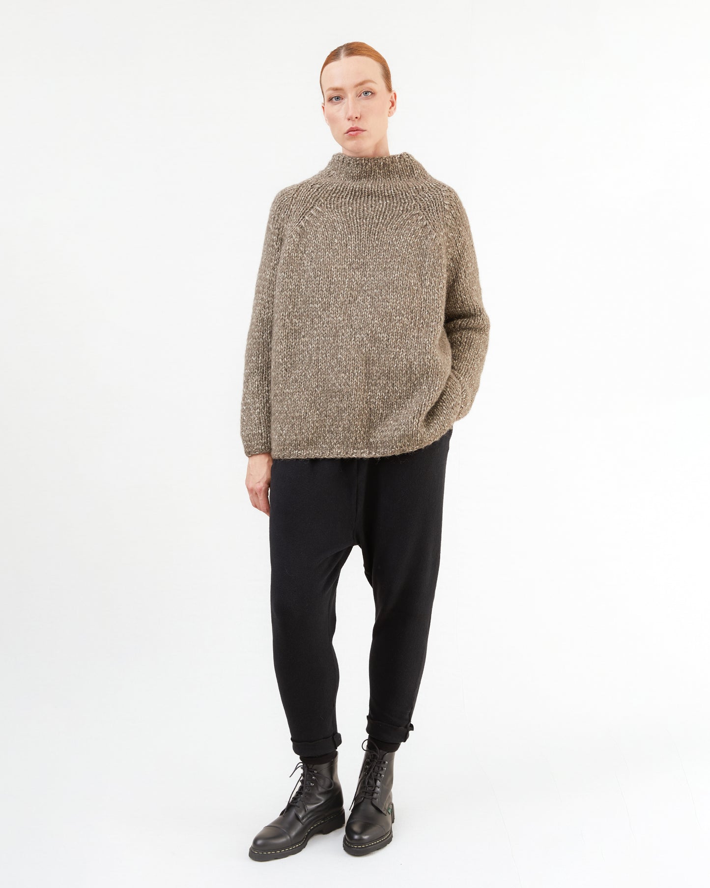 Album Di Famiglia Hand-knitted Dolcevita Sweatshirt in Pepper
