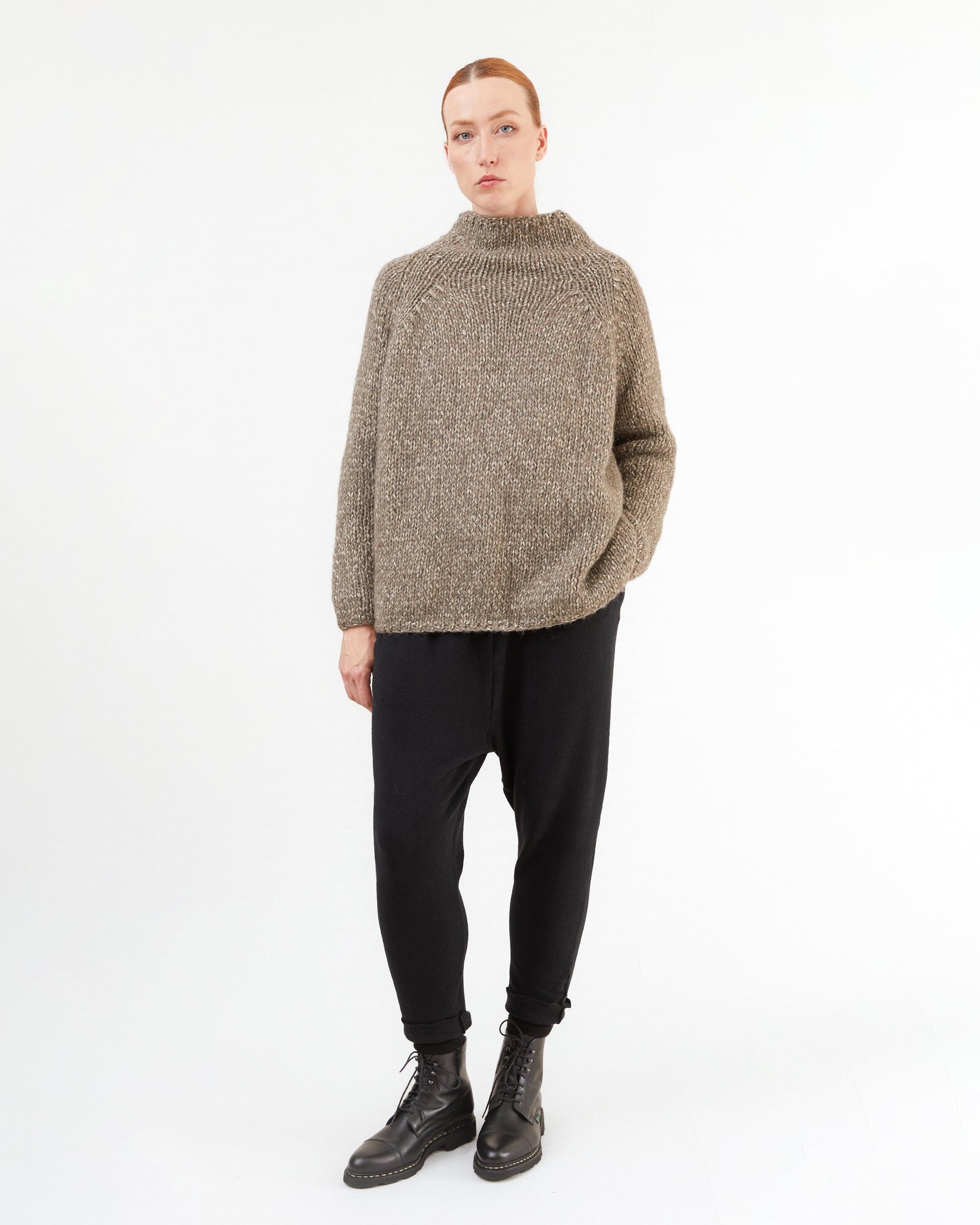 Album Di Famiglia Hand-knitted Dolcevita Sweatshirt in Pepper
