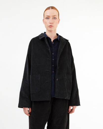 Album Di Famiglia Velvet Shirt Loose Blazer in Black