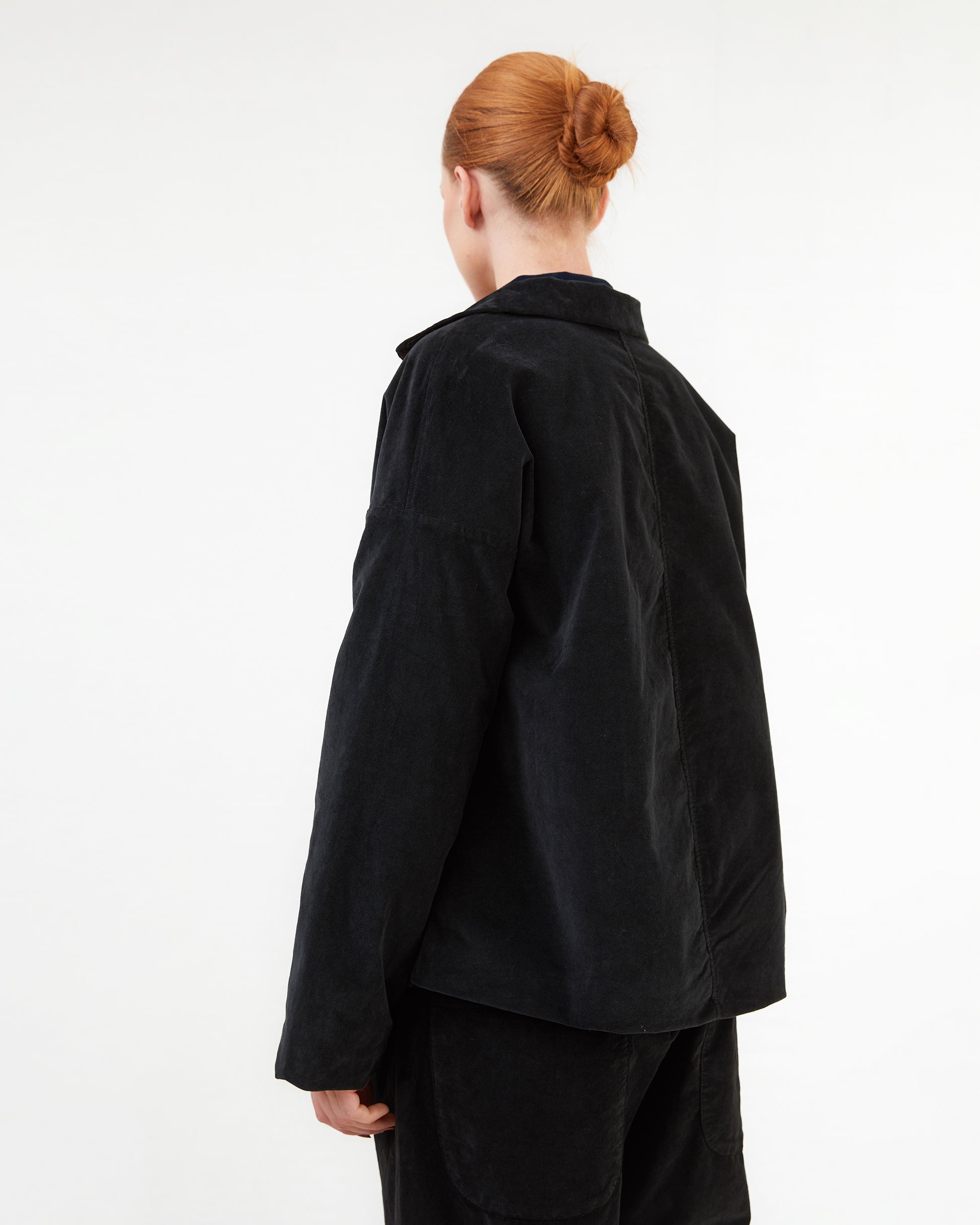 Album Di Famiglia Velvet Shirt Loose Blazer in Black