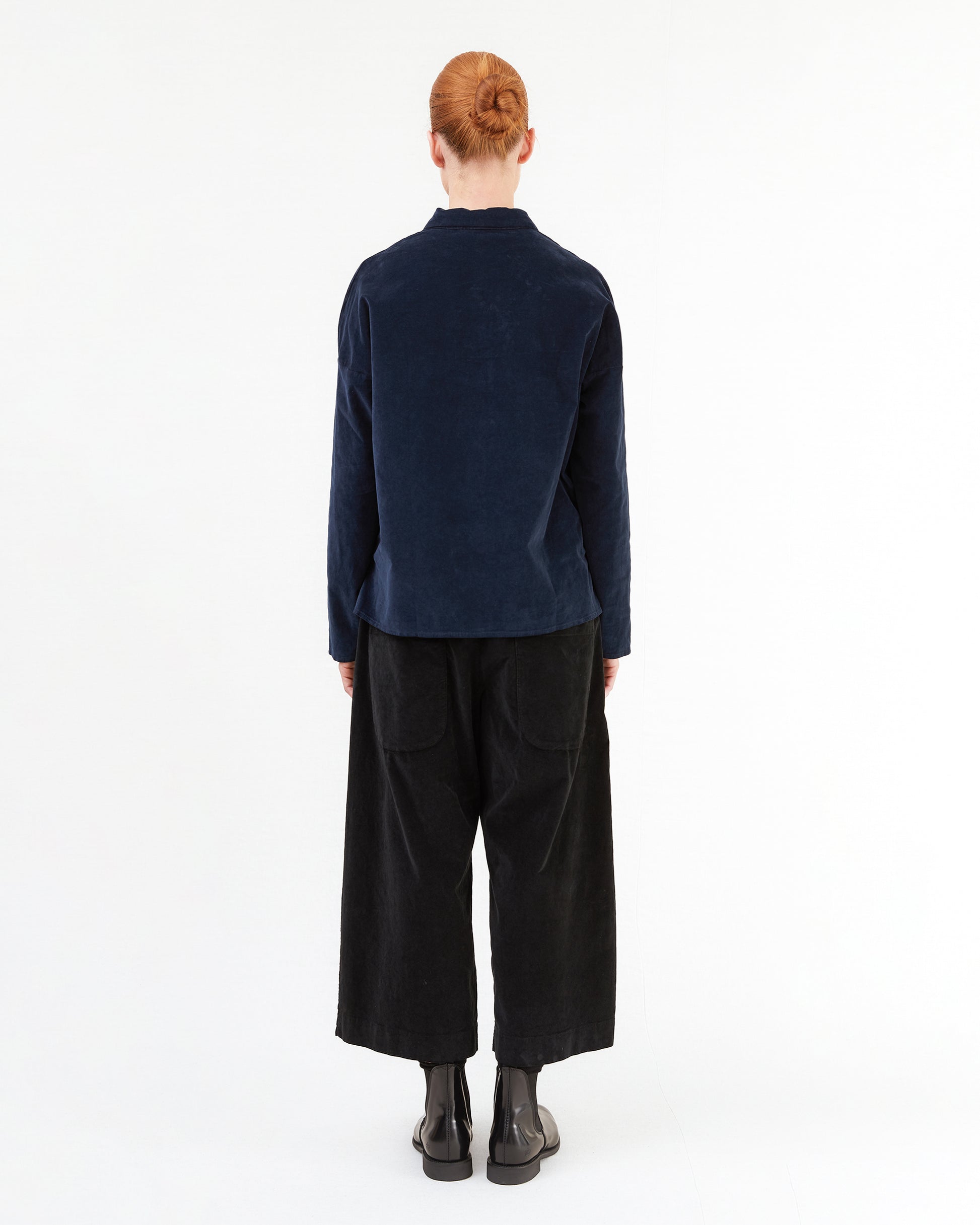 Album Di Famiglia Velvet Wide & Short Trousers in Black