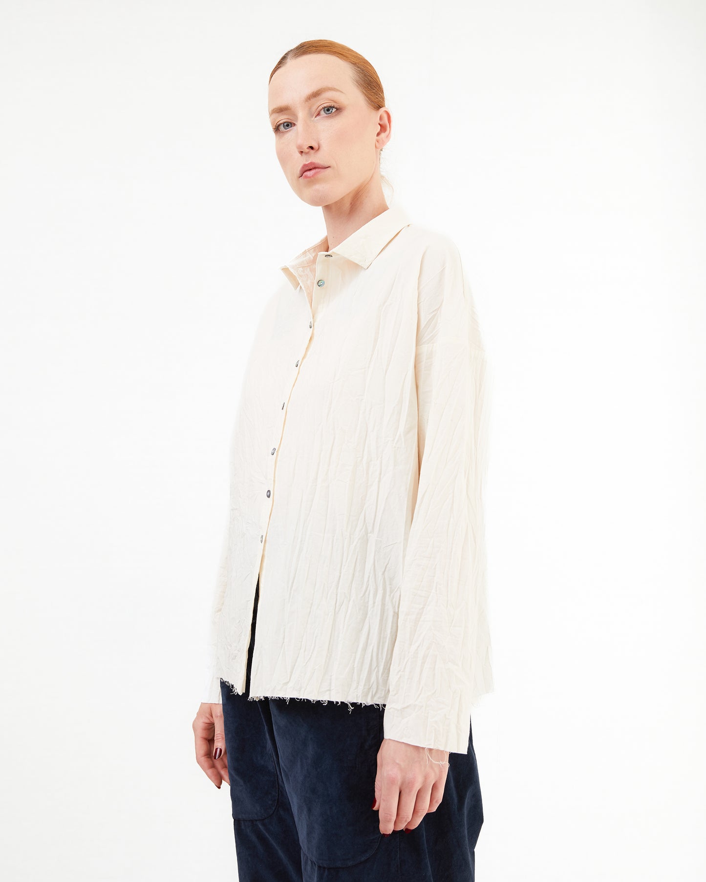 Album Di Famiglia Short Collar Shirt LWR in Natural