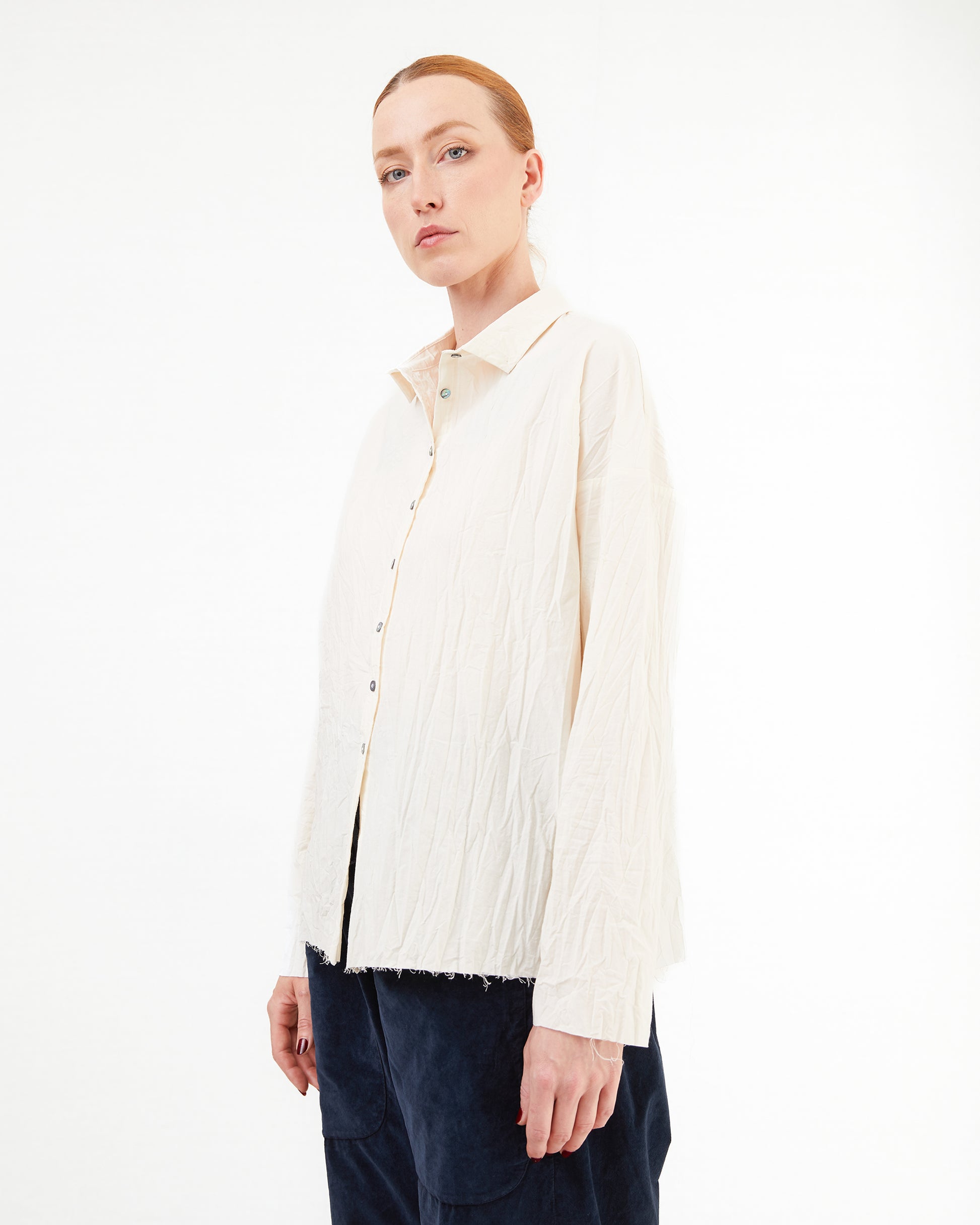 Album Di Famiglia Short Collar Shirt LWR in Natural