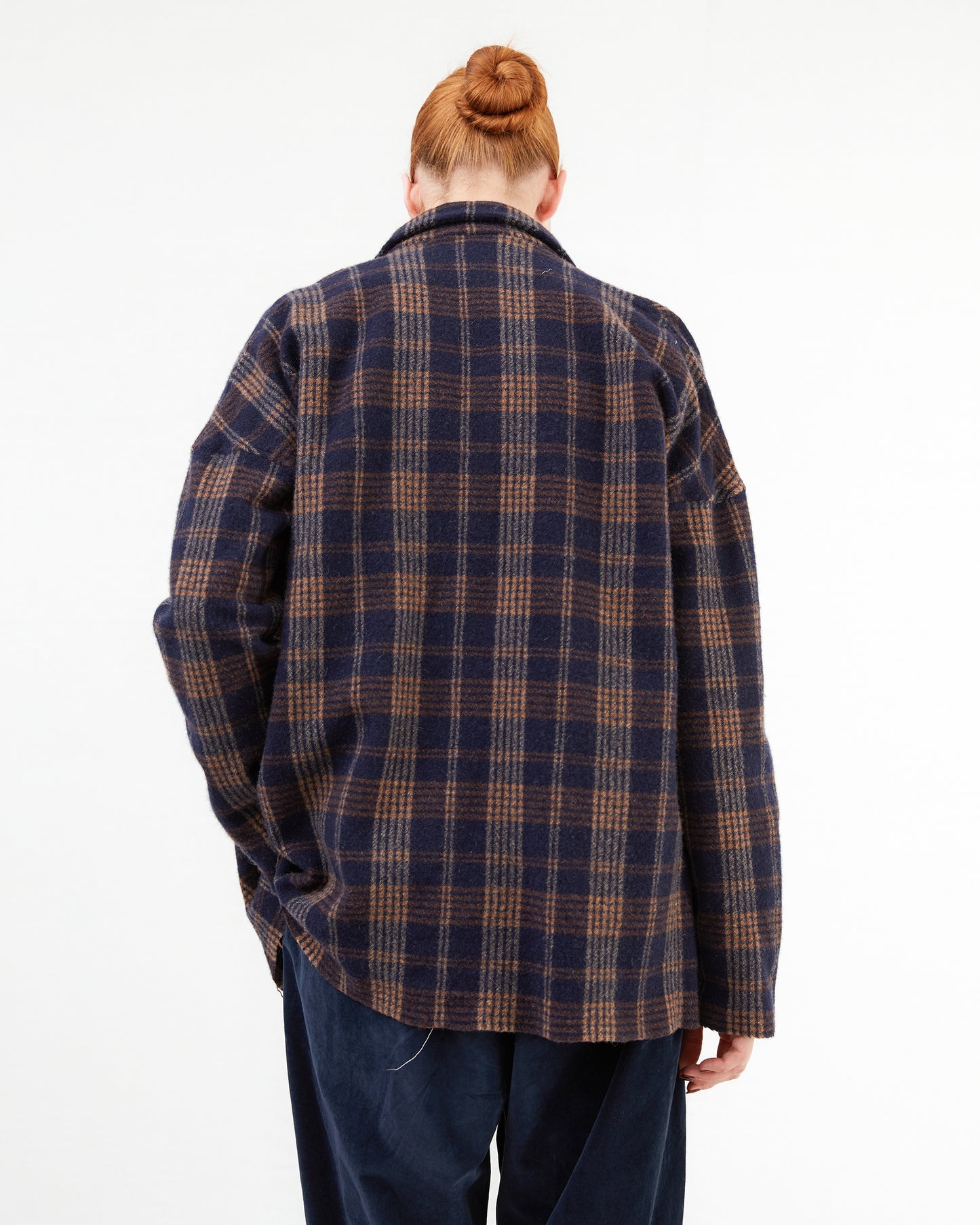 Album Di Famiglia Tartan Soft Collar Shirt in Ink