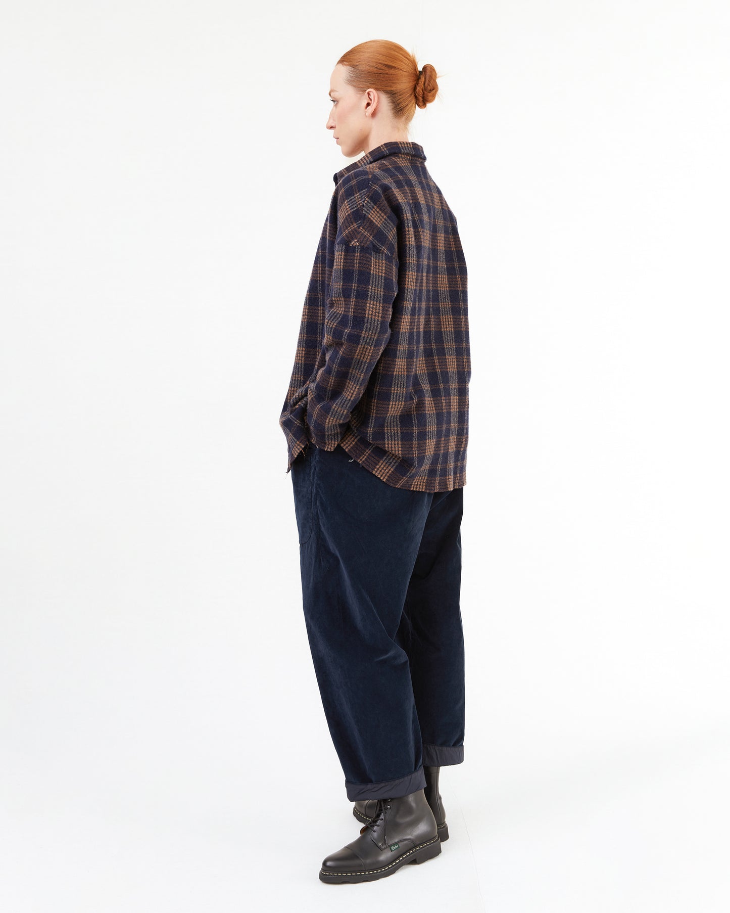 Album Di Famiglia Tartan Soft Collar Shirt in Ink