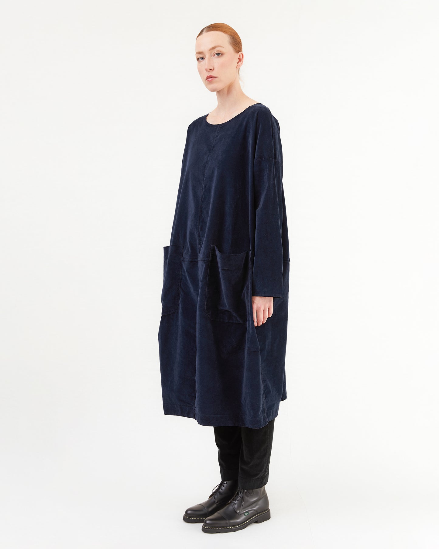 Album Di Famiglia Tasche Velvet Dress in Ink