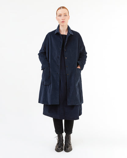 Album Di Famiglia Velvet Collar Coat in Ink