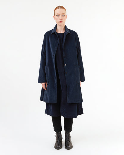 Album Di Famiglia Velvet Collar Coat in Ink