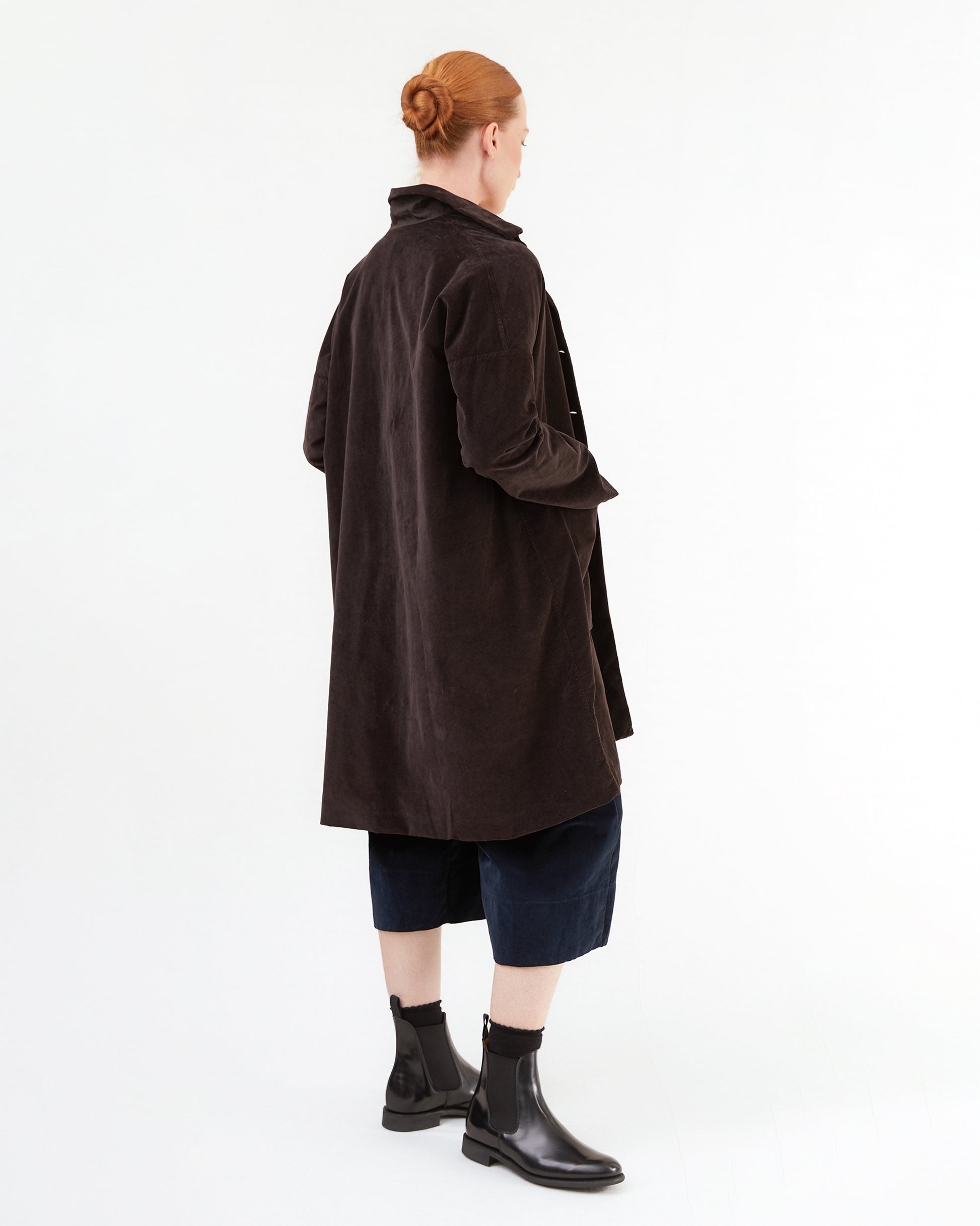 Album Di Famiglia Velvet Collar Coat in Chocolate