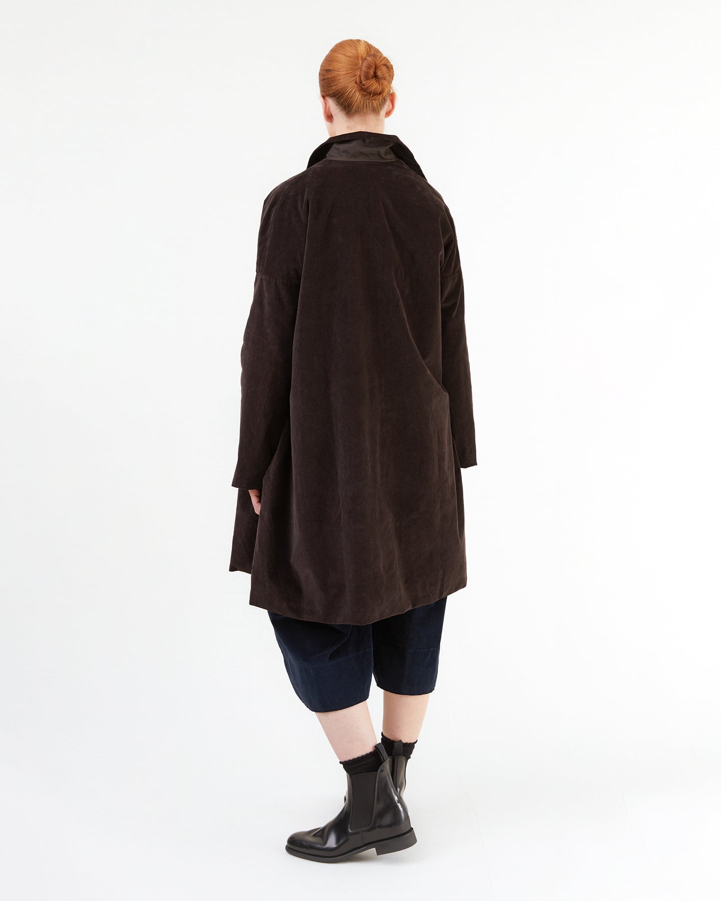 Album Di Famiglia Velvet Collar Coat in Chocolate