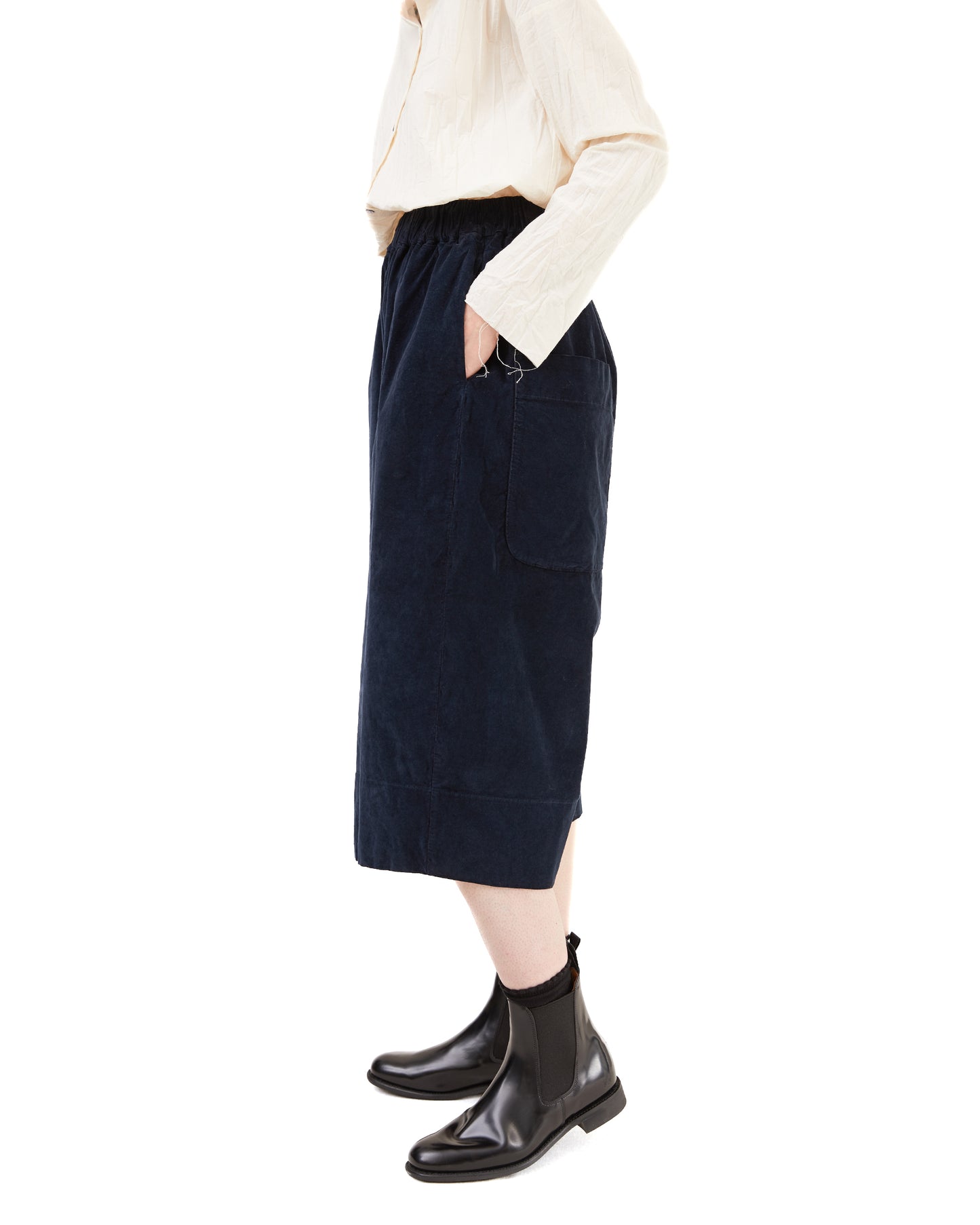 Album Di Famiglia Wide Velvet Trousers in Ink