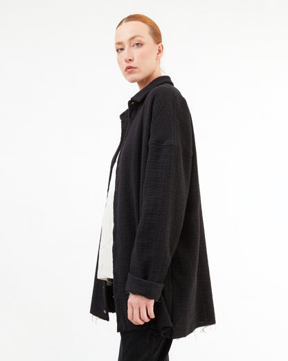 Album Di Famiglia Soft Collar Shirt in Black